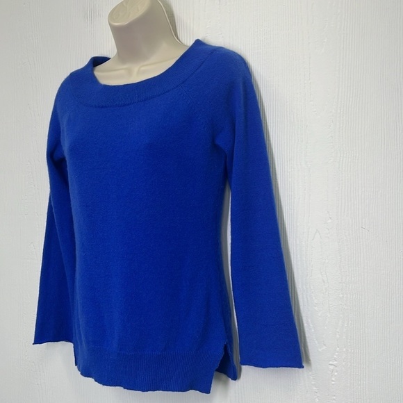 Ralph Lauren - Bright Bold Blue 100 Percent Cashmere Frayed Hemlines Sweater Sm - Picture 4 of 10